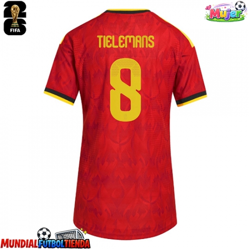 Camiseta Bélgica Youri Tielemans #8 Primera Equipación Replica Mundial 2026 para mujer mangas cortas